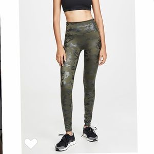Spanx shiny green camo leggings